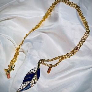 Coach Gold and Blue Peacock Necklace